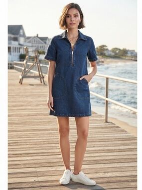 Blank NYC 100% Cotton Denim Zip Front Mini Dress Size Small coastal Cowgirl